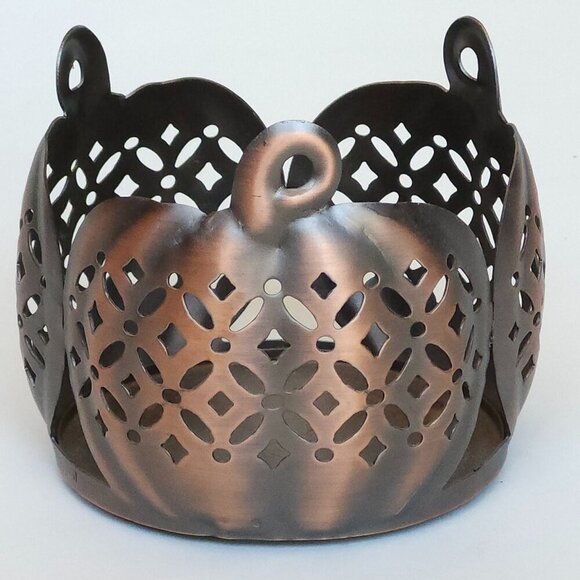 BATH AND BODY WORKS PUMPKIN Patch Three Wick Candle Holder BNWT Brushed Metal - Picture 4 of 6